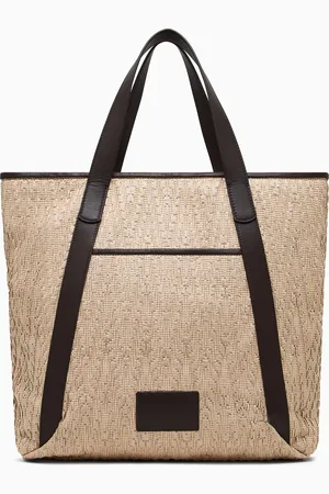 Giorgio Armani Raffia and leather shopper bag