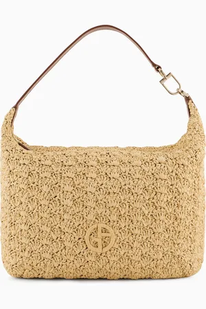 Giorgio Armani La Prima Soft large hobo bag in raffia and leather