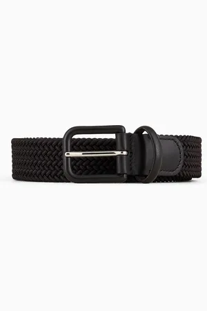 Giorgio Armani Woven webbing and leather belt