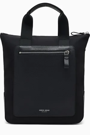 Giorgio Armani Small shopper bag in recycled nylon and pebbled leather