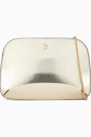 Giorgio Armani Striped lamé-leather la Prima clutch bag