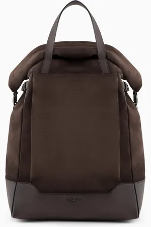 Giorgio Armani Suede and leather drawstring backpack