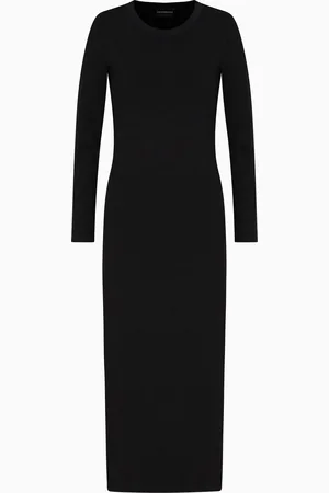 Emporio Armani Long dress in viscose crêpe with keyhole opening at the back