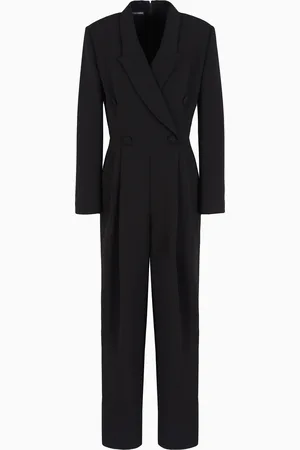 Emporio Armani Two-piece effect jumpsuit with technical crêpe lapels