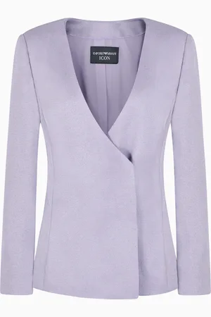 Emporio Armani Icon sablé fabric V-neck jacket