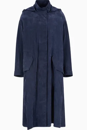 Emporio Armani Technical cupro trench coat with a drawstring waist