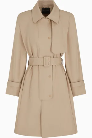 Emporio Armani Trench coat with belt in water-repellent technical cotton