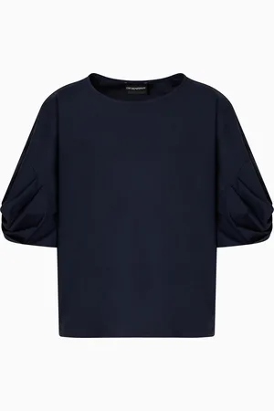 Emporio Armani Poplin blouse with twisted sleeves