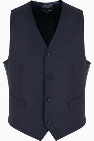 Emporio Armani Single-breasted, worsted virgin-wool gilet