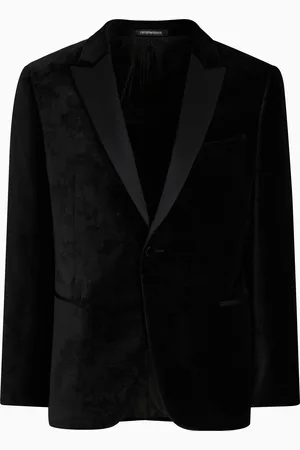 Emporio Armani Velvet tuxedo jacket with all-over printed motif