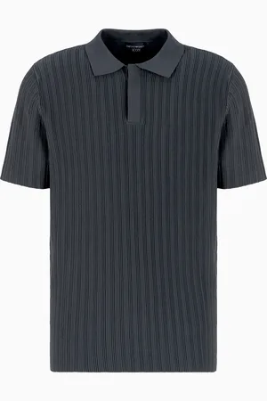 Emporio Armani Icon vertical Ottoman-stitch viscose polo-neck jumper