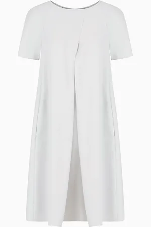 Emporio Armani Techno cady flared dress with oversized godet pleat