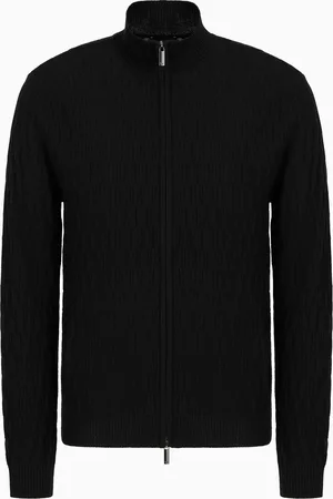 Emporio Armani ASV Lyocell-blend full-zip textured cardigan