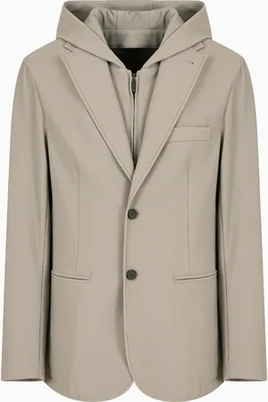 Emporio Armani Canneté stretch nylon blazer with detachable inner panel and hood