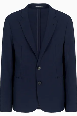 Emporio Armani Single-breasted jacket in technical seersucker fabric