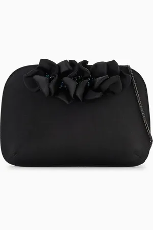 Giorgio Armani La Prima satin clutch bag with applied flowers