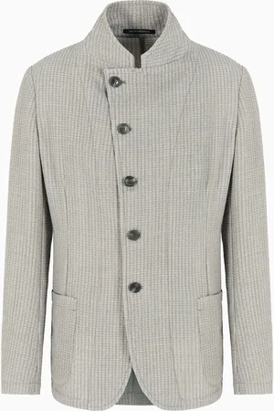 Emporio Armani Guru-collar jacket with off-centre fastening in armure virgin wool