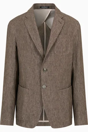 Emporio Armani Single-breasted jacket in faded linen with a crêpe texture