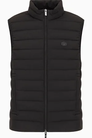 Emporio Armani Sleeveless full-zip down jacket in quilted nylon with eagle logo patch
