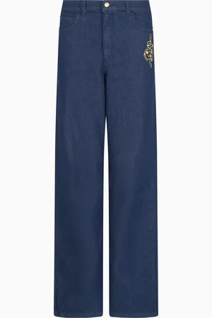 Emporio Armani J4B medium-high waist and straight-leg denim jeans with embroidery