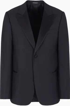 Emporio Armani Slim-fit tuxedo jacket in jacquard virgin wool with a chevron motif
