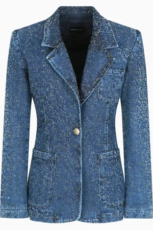 Emporio Armani Denim blazer with all-over rhinestones