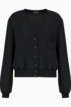 Emporio Armani Fluid crêpe V-neck blouse with pocket