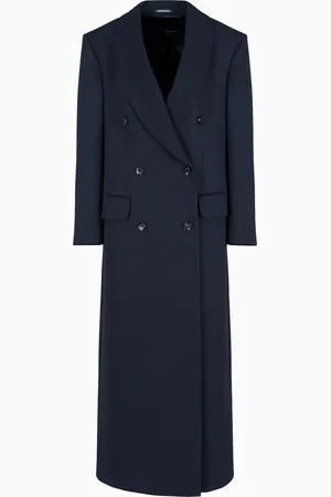 Emporio Armani Double-breasted shawl-collar coat in compact wool cover fabric