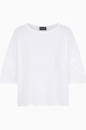 Emporio Armani Poplin blouse with twisted sleeves