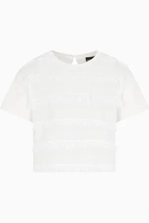 Emporio Armani Supima interlock jersey fringed T-shirt