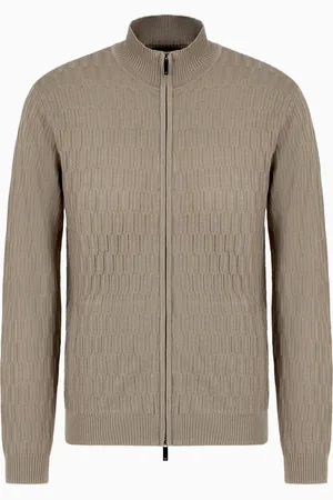 Emporio Armani ASV Lyocell-blend full-zip textured cardigan