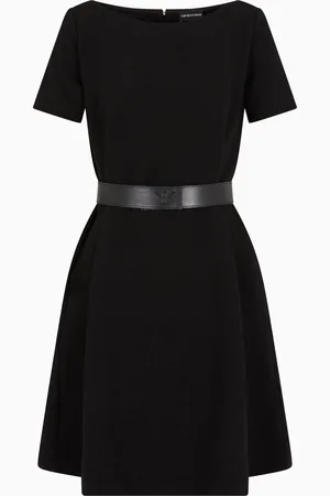 Emporio Armani Ottoman jersey dress with boat neck and belt