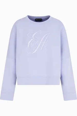 Emporio Armani Double-jersey sweatshirt with oversized logo embroidery