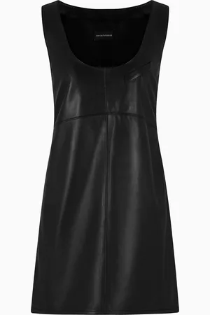 Emporio Armani Aniline nappa lambskin round-neck dress