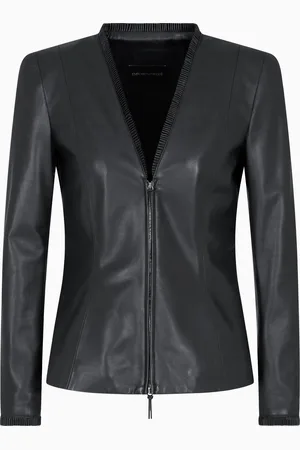 Emporio Armani Glove-quality, lambskin nappa leather slim-fit jacket