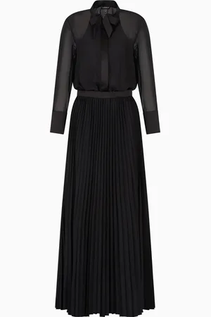 Emporio Armani Technical georgette two-piece effect long dress