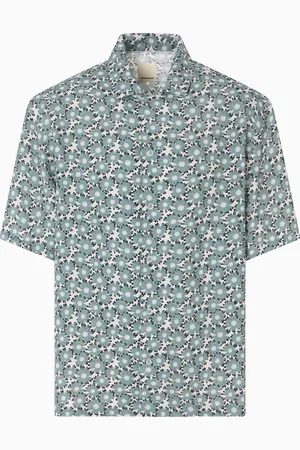 Emporio Armani Short-sleeved viscose-blend shirt with all-over print from the Peace capsule collection