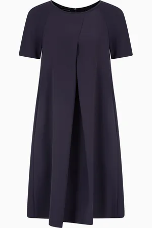 Emporio Armani Techno cady flared dress with oversized godet pleat