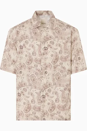 Emporio Armani Short-sleeved viscose-blend shirt with all-over print from the Peace capsule collection