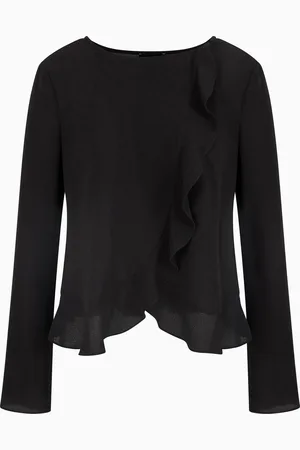 Emporio Armani Fluid crêpe shirt jacket with ruffle