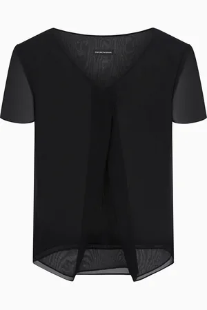 Emporio Armani Technical georgette V-neck blouse