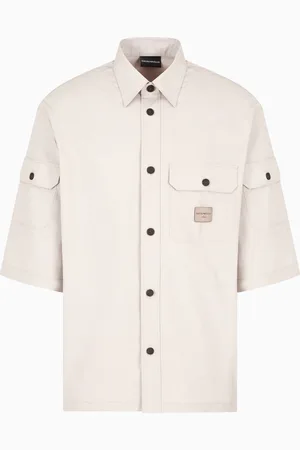 Emporio Armani Technical fabric shirt with patch pockets and logo patch