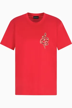Emporio Armani ASV Mercerised jersey T-shirt with Lunar New Year embroidery