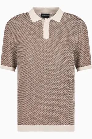 Emporio Armani Micro-pattern jacquard knit Polo shirt