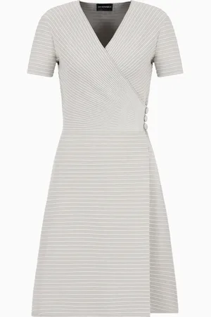 Emporio Armani Ottoman fabric cross-over neckline dress