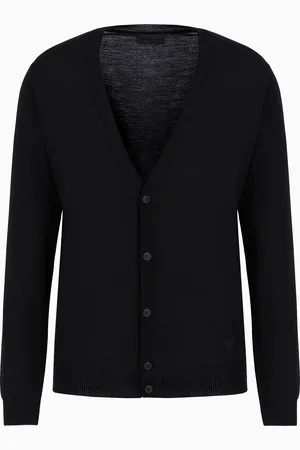 Emporio Armani Plain-knit, virgin-wool V-neck cardigan