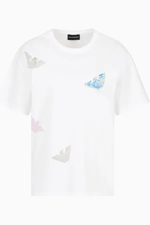 Emporio Armani Jersey T-shirt with devoré logo