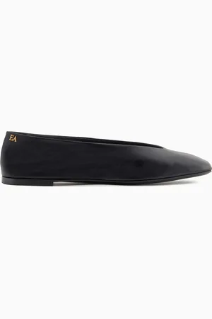Emporio Armani Nappa-leather square-toed ballerinas