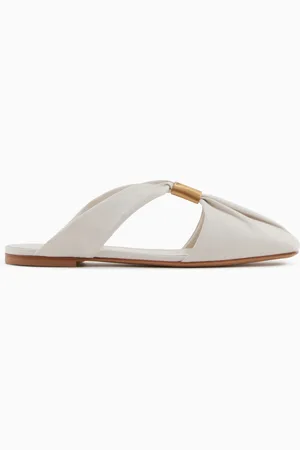 Emporio Armani Nappa-leather mules with metallic logo