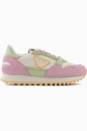 Emporio Armani Mesh sneakers with suede details and eagle patch